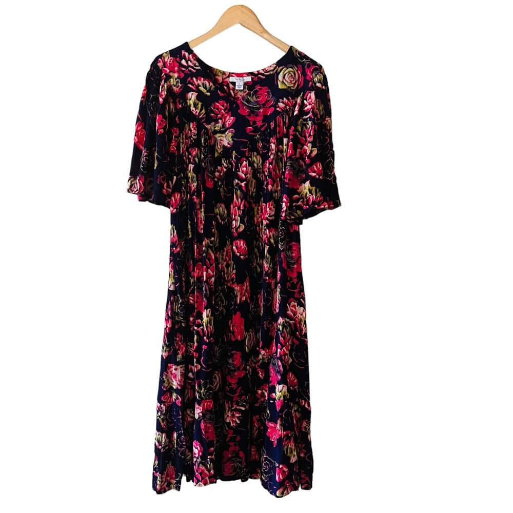 Go Softly Blue & Pink Crinkle Patio Dress XL